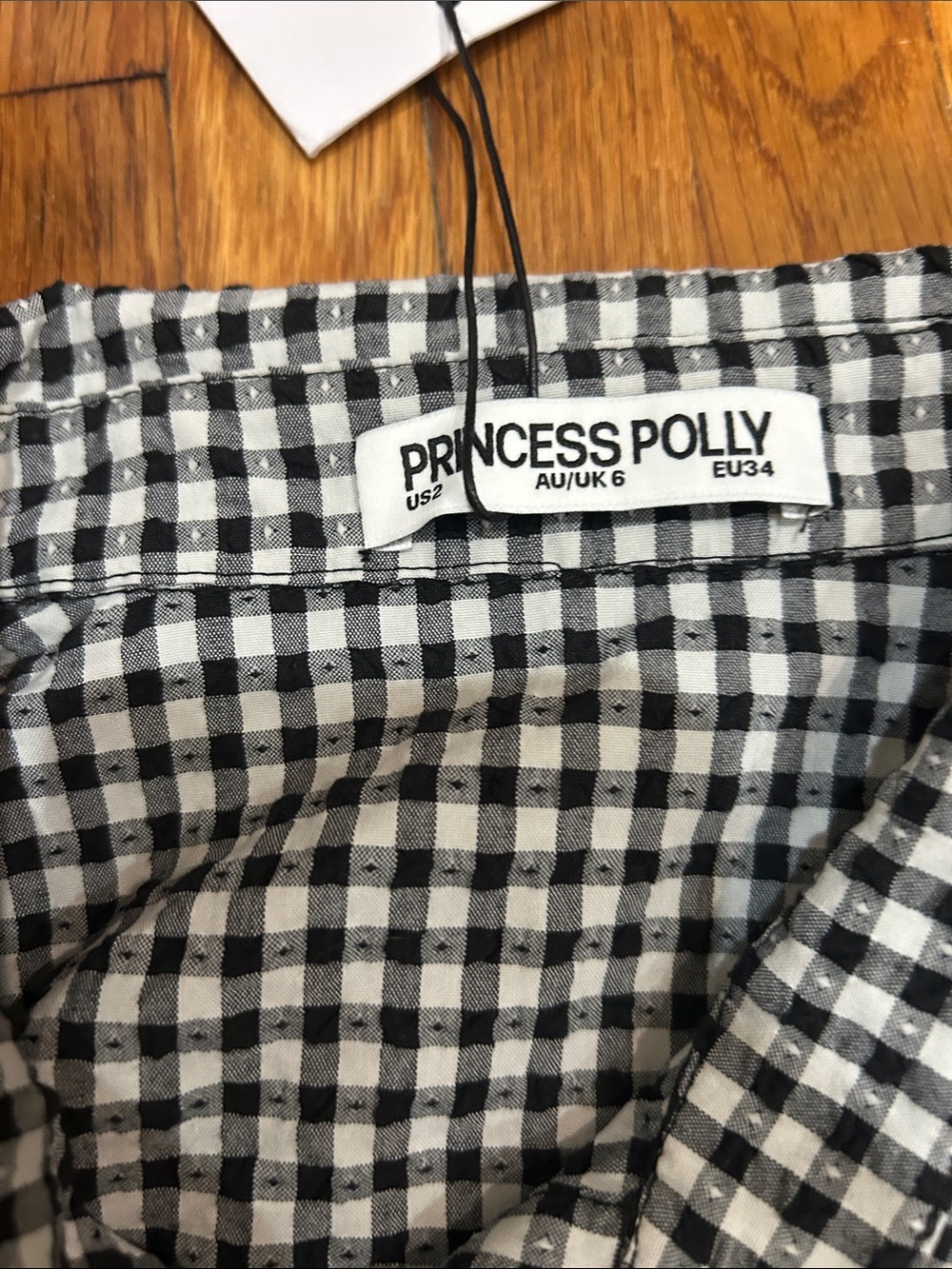 Princess Polly Black and White Gingham Peplum Button-Up Top - Picture 2 of 6